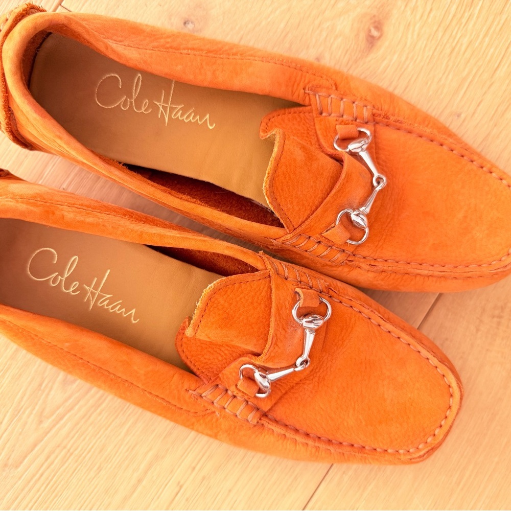 Cole Haan Vibrant Orange Suede Driving Loafers size 6 - Picture 2 of 11